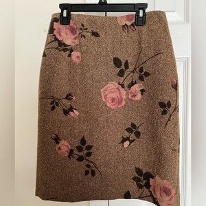 Ann Taylor Loft Floral Brown Skirt